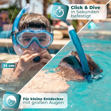 Набір для сноркелінгу KIDVERSE для дітей - Маска для дайвінгу з трубкою для дівчаток та хлопчиків - Маска для дайвінгу з ремінцем - Маска для дайвінгу - Маска для дайвінгу з трубкою для носа, набір для аквапарку для дітей 5-16 років