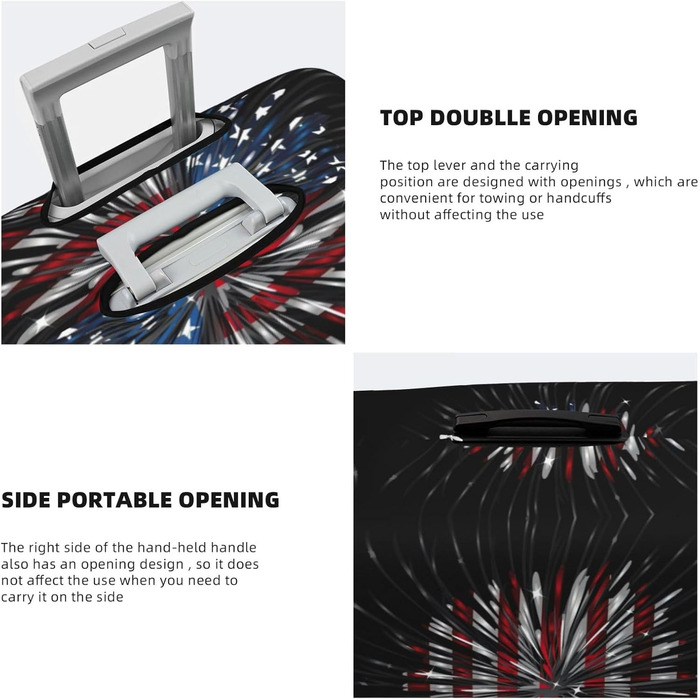 Чохол для валізи Пілотний кокпіт, захист від пилу та подряпин, принт Американський прапор та феєрверк, розмір 90