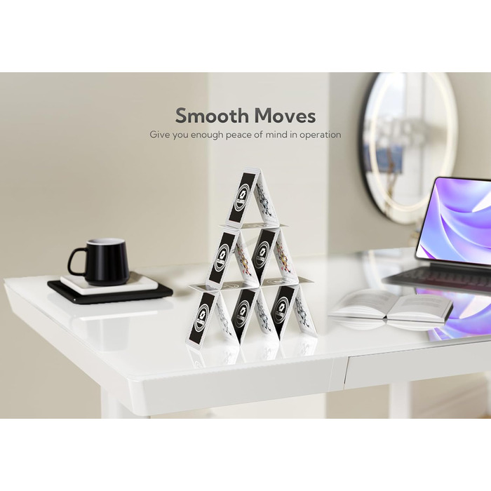 Стіл Claiks Glass з регульованою висотою 120x60 см, електричний, з можливістю сидіти/стояти, з міцною скляною стільницею, тихий двигун, для домашнього офісу та офісу, ергономічний дизайн для здорової роботи (білий) 120 x 60 см, білий