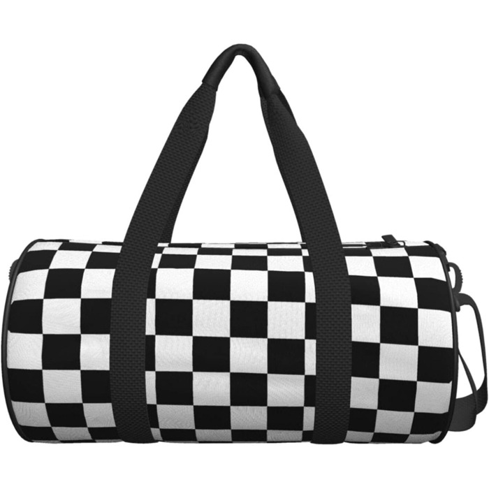 Спортивна сумка в шаховий візерунок, чорно-біла, для фітнесу та спорту, велика дорожня сумка, сумка для вихідних для чоловіків та жінок