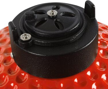 Вугільний гриль Haiiro Ø 32 см з термометром, дерев'яна ручка червоний керамічний гриль Kamado, міні-гриль на вугіллі, міні-гриль