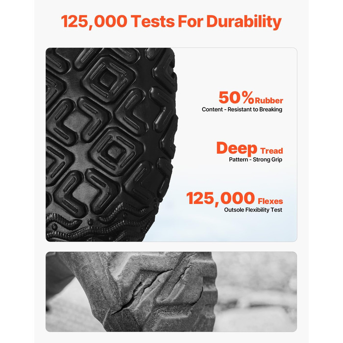 Чоловічі гумові чоботи VEVOR, чоботи до щиколотки, розмір 44,5 EU, чорні