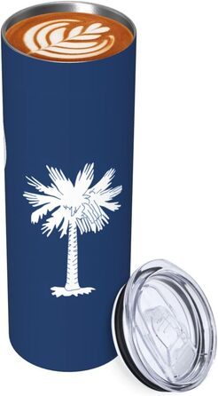 Кухоль з прямою трубочкою, дизайн прапор Південної Кароліни, друкований, дорожній кухоль, підходить для кемпінгу, офісу та дому, 590 мл