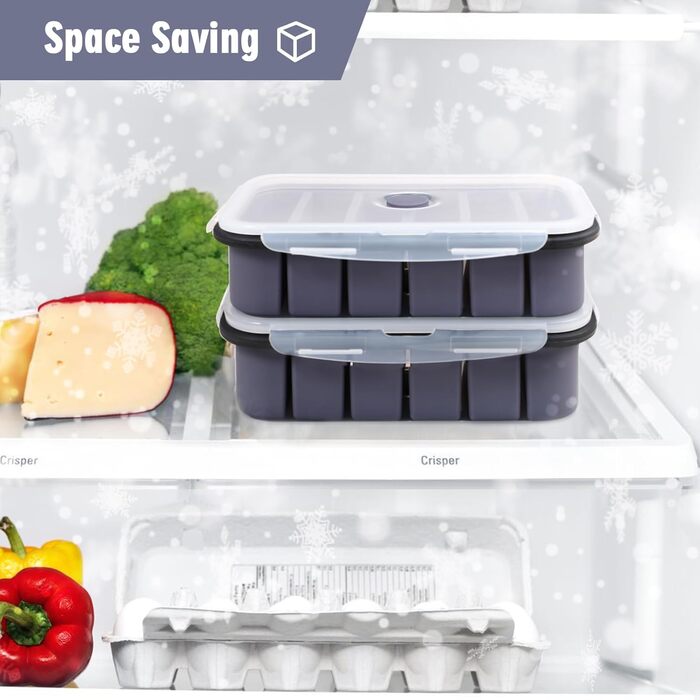 Контейнери для заморожування супів Webake, силіконові лотки для заморожування з кришками, 2 шт., 6 отворів, контейнери для заморожування, харчові контейнери, контейнери для зберігання, лотки для кубиків льоду для супу, кубиків льоду, бульйону, соусу або м