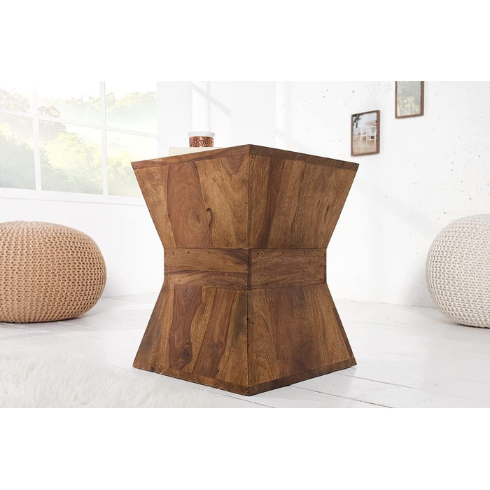 Журнальний столик Invicta INTERIOR Design Pyramid, 45 см, табурет з масиву дерева, оздоблення під камінь шишам, дерев&39яний табурет, дерев&39яний стіл