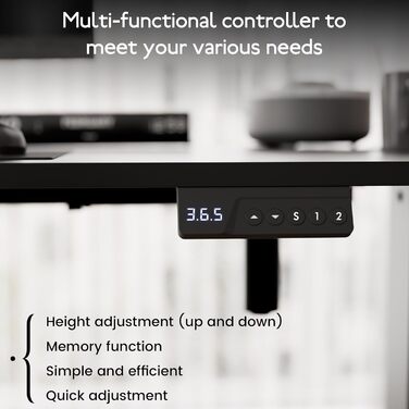 Стіл з регульованою висотою 60x110 см, електричний стіл з пам&39яттю налаштувань та функцією запобігання зіткненням, регульована висота 70117 см, ідеально підходить для офісу, домашнього офісу та ігор (чорний) 110x60 см Чорний