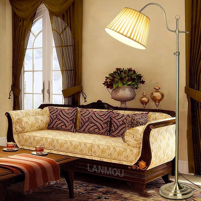 12W LED Floor Lamp Regulable with Remote Control, White Fabric Lamp Lamp, Retro Metal Copper Floor Lamp for Bedroom Office Office Hotel, E27 Socket Max 60W, 12W LED Floor Lamp Regulable with Remote Control, White Fabric Lamp Lamp, Retro Metal Copper Floor