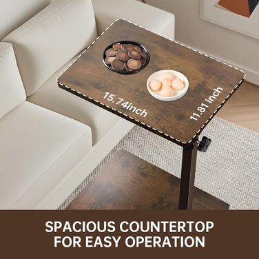 С-подібний журнальний столик, журнальний столик з регульованою висотою та колесами, невеликий журнальний столик, тумбочка, туалетний столик для вітальні, спальні, ванної кімнати