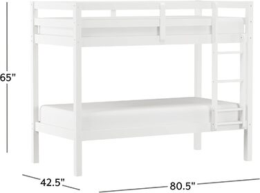 Двоярусне ліжко Hillsdale Caspian для дітей та підлітків, двоспальне, шоколадно-коричневе Casual Twin біле