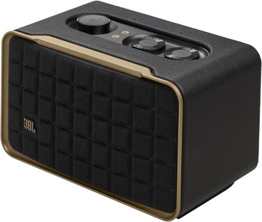 Розумна домашня колонка JBL Authentics 200 - Bluetooth-колонка з ретро-дизайном 70-х років - з Quadrex Grill, Google Assistant, Alexa, AirPlay та додатком JBL One - чорний