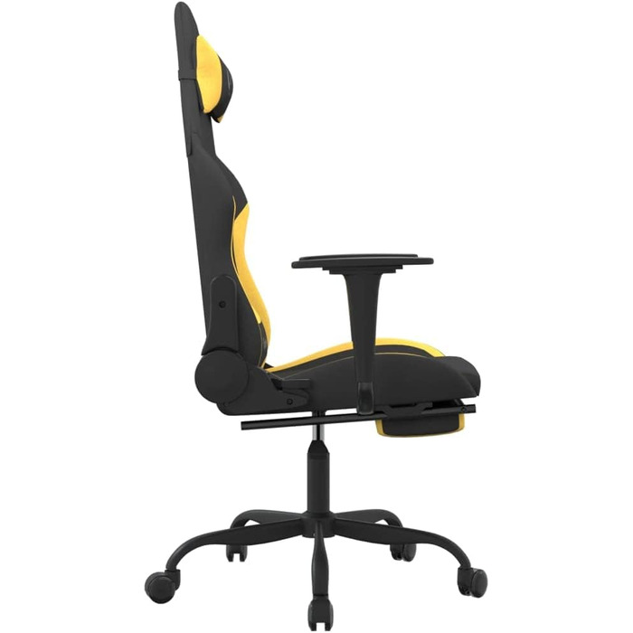 Геймерське крісло, офісне крісло, з підставкою для ніг, чорно-жовте, тканина