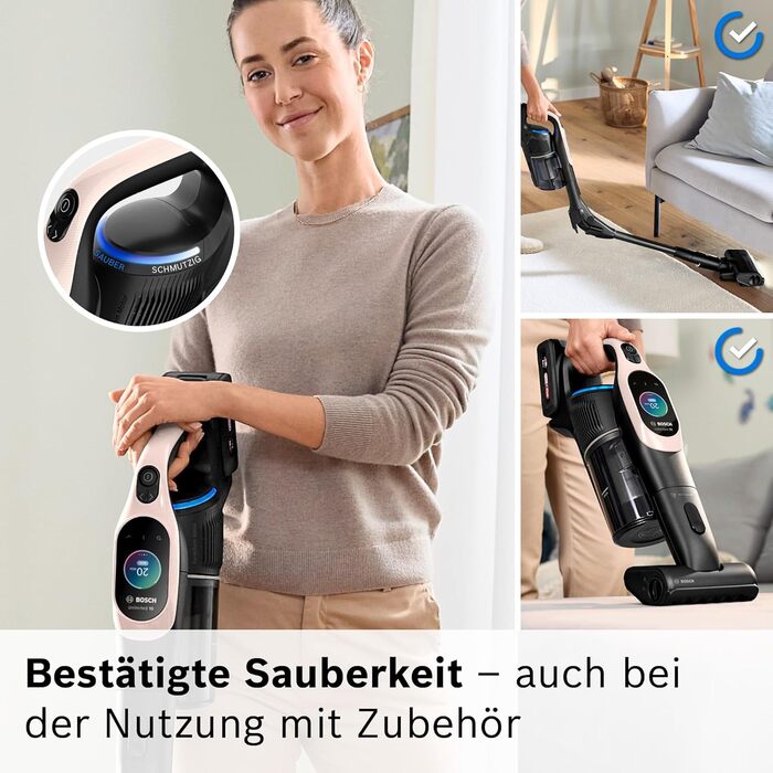 Акумуляторний пилосос Bosch Unlimited 10 BKS1041RHF, бездротовий, технологія MicroCleanTM, TFT-дисплей, стиснення пилу, система фі