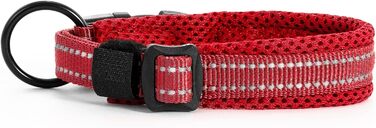 Нашийник для собак Ande міцний нейлоновий світловідбиваючі елементи пластикова застібка колір червоний розмір XS 1,5 см обхват 30-35 см червоний XS - 1,5 смОбхват 30-35 см