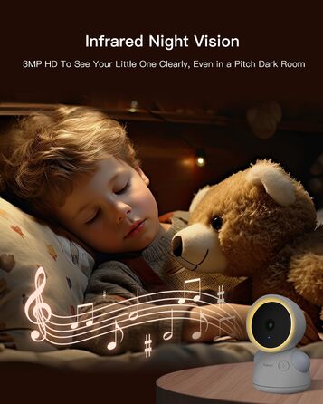 Монітор ARENTI з 4 камерами та додатком 2K/3MP, 5-дюймовий відеоняня Wi-Fi PTZ 355, автоматичне відстеження, виявлення плачу, датч