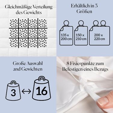Обтяжена ковдра 135x200 9 кг - Антистресова терапевтична ковдра - Щільна ковдра для глибокого сну та кращого відновлення - Щільна ковдра зі 100 бавовни - Щільна обтяжена ковдра 135 x 200 см 9,0 кілограмів