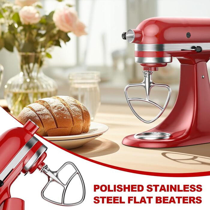 Плоска мішалка GVODE з нержавіючої сталі для кухонних комбайнів KitchenAid з нахиленою головкою двигуна, запасні частини для міксерів KitchenAid на 4.5-5 літрів, можна мити в посудомийній машині