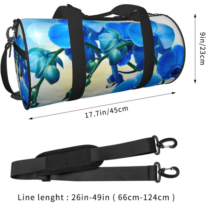 Спортивна сумка для подорожей з елегантним орхідейним принтом, чорна, універсальний розмір