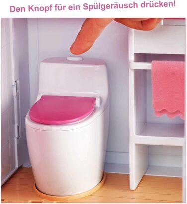 Ляльковий будиночок "Барбі Мрії", повністю мебльований, 3 поверхи, 8 кімнат, включаючи басейн, гірку та ліфт, 70 аксесуарів, іграшка для дітей віком від 3 років, GNH53 Будиночок Барбі Мрії