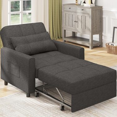 Крісло-реклайнер Bealife, крісло-ліжко з регульованою спинкою, крісло для телевізора, розкладний диван-ліжко, крісло-реклайнер для вітальні, спальні (темно-сірий)