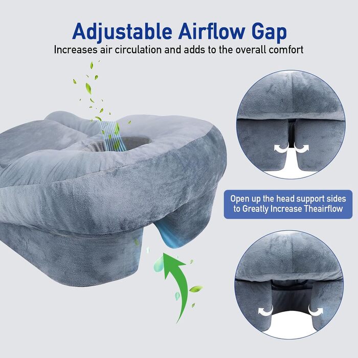 Подушка для обличчя для сну на животі, подушка для позиціонування обличчям вниз для післяопераційної підтримки, масажний підголівник для ліжка та масажного столу, дихаюча конструкція