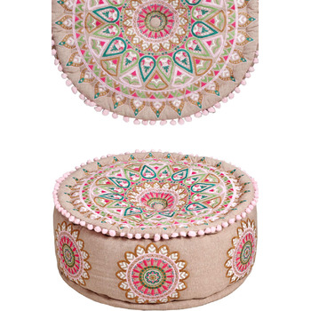 Круглий бавовняний пуф/табурет -1- ø 50 см з наповнювачем Подушка на підлогу/Подушка на сидіння/Східний стиль Вишитий пуф/Підніжжя/Табурет як східний декор
