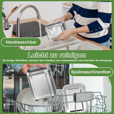 Ланчбокс Homikit з роздільниками, 850 мл, нержавіюча сталь. Бенто-бокс для дітей та дорослих, контейнер для обіду на пікнік, в школу та на роботу. Герметичний, з ущільнювальним кільцем та знімною перегородкою.