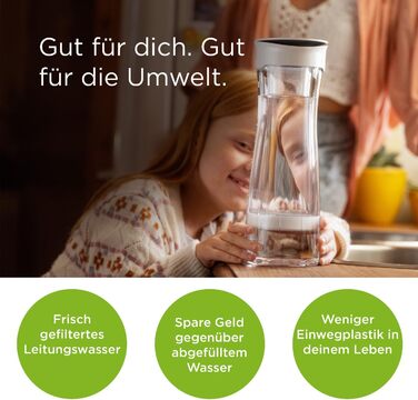 Глек для фільтра для води BRITA, білий (1,3 л), включаючи 1 фільтр для води MicroDisc - стильний, багаторазовий глек для дому, поміщається в дверцята холодильника, зменшує PFAS, хлор, мікрочастинки у водопровідній воді