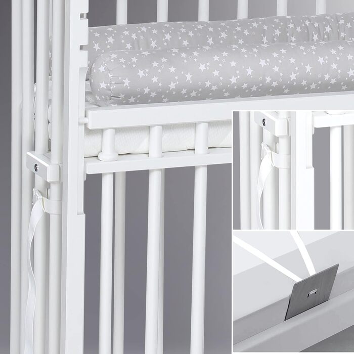 Приліжкове ліжечко Babybay Boxspring Comfort Plus, біле лаковане з матрацом Classic Cotton Soft, біле лаковане, 96Д x 56,5Ш x 96,5В см. З матрацом Classic Cotton Soft.