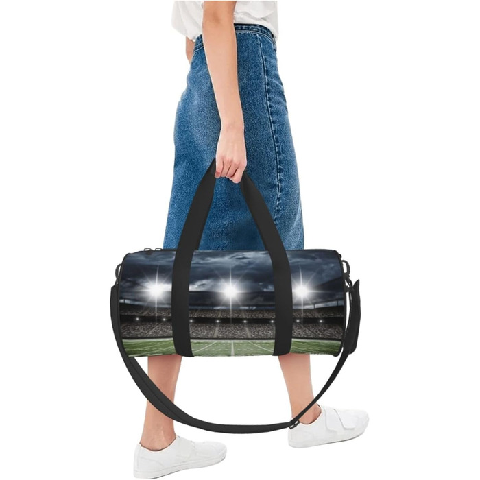 Дорожня сумка Місячні Вовки, 3D-дизайн, кругла форма, великий об'єм, легка та міцна, ідеальний подарунок для походів, відпустки, ділових поїздок та іншого, нічне освітлення стадіону, універсальний розмір