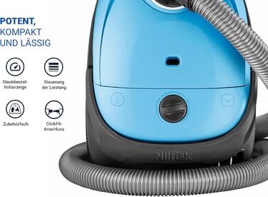 Пилосос Nilfisk One для підлоги та килимів з HEPA-фільтром потужний, компактний та легкий, світло-блакитний, 3 л, 750 Вт (LBB10P05A-HB15)