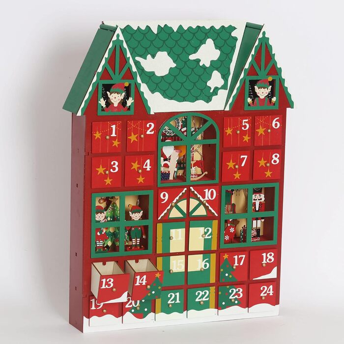Різдвяний адвент-календар-будиночок з дерева з 24 шухлядами PIONEER-EFFORT