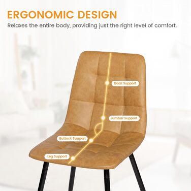 Обідні стільці EGGREE, комплект з 4 шт. , штучна шкіра, сучасний дизайн, м&39які, кухонні стільці, їдальня, вітальня, спальня, металеві ніжки, вантажопідйомність 150 кг, коричневий