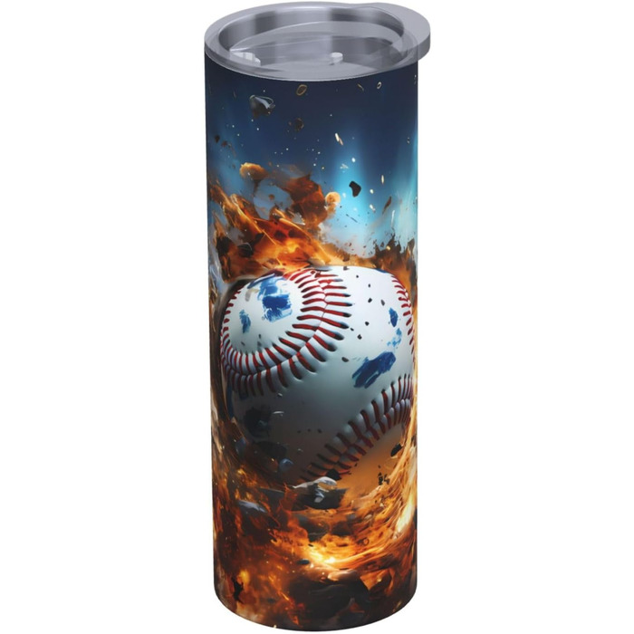 Кухоль з прямою трубочкою, 590 мл, Гарячий бейсбол, з принтом, дорожній кухоль, підходить для кемпінгу, офісу та дому