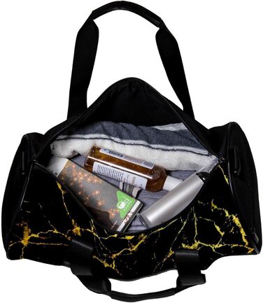 Спортивна сумка, маленька дорожня сумка, сумка для шопінгу та йоги, золотисто-чорновий мармур, сумка для фітнесу на відкритому повітрі, ручна поклажа
