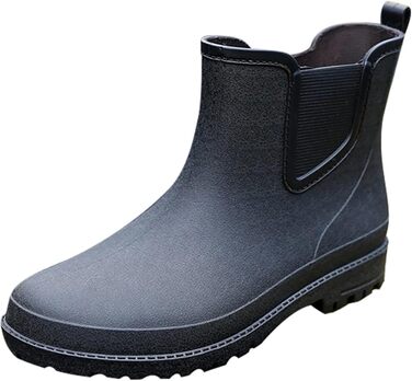 Чоловічі гумові чоботи універсальні, водонепроникні зносостійкі дощовики, легкі чоботи без шнурівки, м&39які зручні робочі чоботи, садові чоботи, захисне взуття, рибальські чоботи, чорні, EU 44