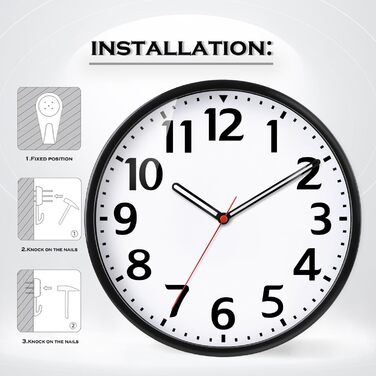 Настінний годинник TOHOOYO 9-дюймовий настінний годинник на батарейках безшумний настінний годинник, що не цокає сучасний кварцови