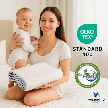 Ортопедична подушка - подушка для підтримки шиї - сертифікована Oeko-Tex - подушка для зняття болю в шиї - подушка з піни з ефектом пам&39яті - ергономічна подушка - суперм&39яка тканина, яку можна прати внутрішній чохол