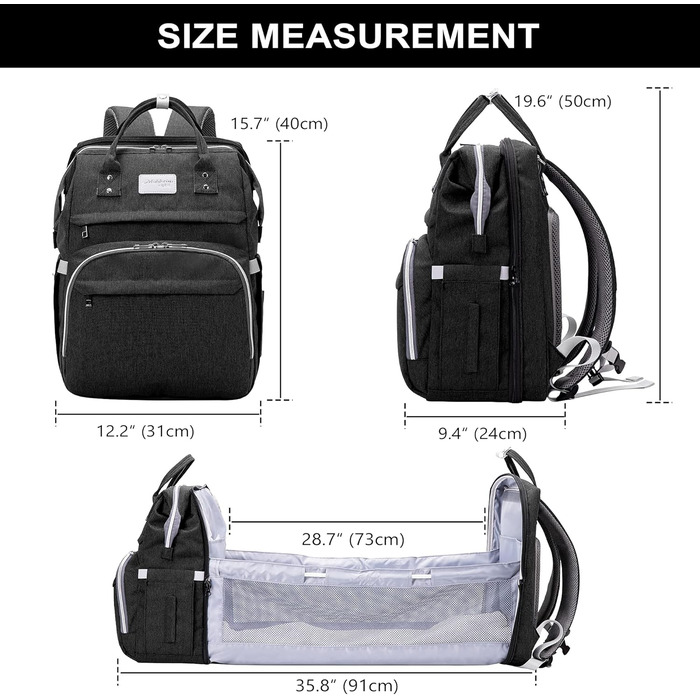 Пеленальна сумка-рюкзак, пеленальний рюкзак з функцією ліжечка великий, багатофункціональний пеленальний мішок з пеленальним килим