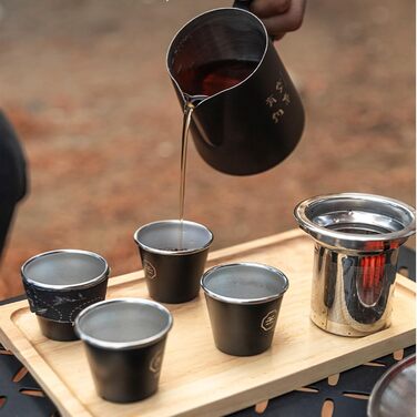 Набір для чаю в дорозі Нержавіючий набір для чаювання для дорослих Жаростійкі чашки, похідна плитка, 4 чашки для пікніка, барбекю та подорожей