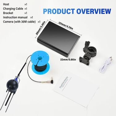 Підводна камера Fish Finder, ширококутне інфрачервоне нічне бачення, 4,3-дюймовий IPS-дисплей для EIS, річки та човна (A)