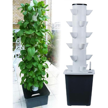 Стручків Hydroponics Tower Garden Система гідропонного вирощування Набір для аеропоніки для вирощування фруктів і овочів з адаптером гідратаційного насоса Сітка Горщики Таймер для, 30