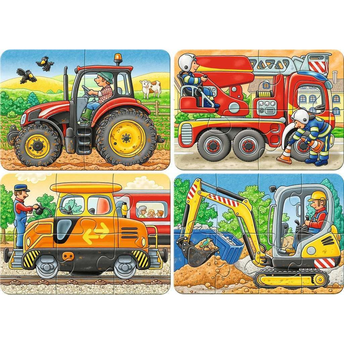 Дитячий пазл Ravensburger - 06954 На роботі - Мій перший пазл на 2,4,6,8 елементів - Пазл для дітей від 2 років