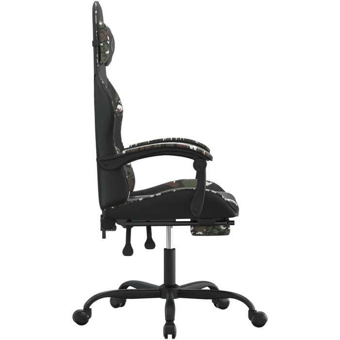 Геймерське крісло з підставкою для ніг, обертове, чорний камуфляж, штучна шкіра, регульована висота спинки, ергономічне офісне крісло, крісло для ПК, обертове крісло з подушками для голови та попереку, USB, 36,5 x 42 см (Ш x Г), зелений-b