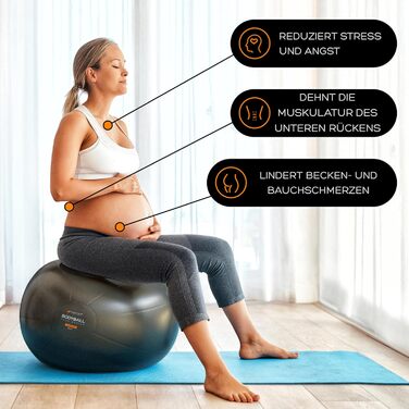 Гімнастичний м&39яч MANTRA SPORTS м&39яч для сидіння з антилопою, балансувальний м&39яч для вагітних та йоги м&39яч для пілатесу для офісу та тренування спини з насосом, чорний, розмір L (для зросту 1,61 м 1,78 м)