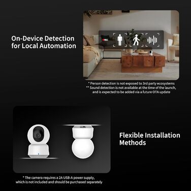 2K Indoor Security Camera E1, Pan & Tilt, HomeKit Secure Video, Two-Way Audio, Night Vision, Tracking People, Wi-Fi 6, Supports HomeKit, Alexa, Google Home, SmartThings, IFTTT, 2K Indoor Security Camera E1, Pan & Tilt, HomeKit Secure Video, Two-Way Audio,