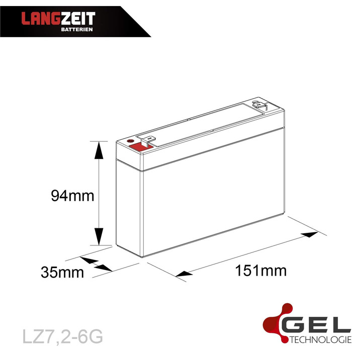 Професійний акумулятор для дитячих авто та електротранспорту LANGZEIT 6V 7,2Ah Gel Battery