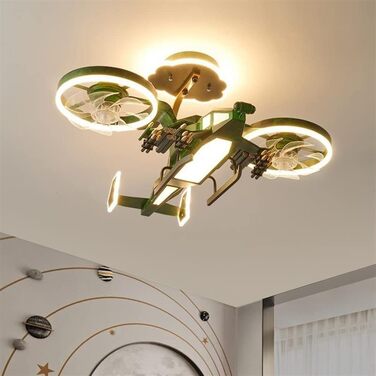 Тихий вентилятор світильник Стельові вентилятори з підсвічуванням Стельові вентилятори в формі гелікоптера світильник з дистанційн