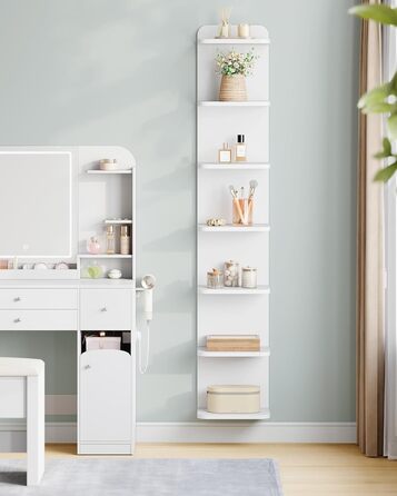 Полиця Hzuaneri, 7-рівнева окремостояча полиця, сучасний дизайн книжкової шафи, настінна полиця, книжкова шафа, окремостояча або настінна, для кабінету, вітальні, спальні, 24 x 30 x 186 см, білий BC88803X