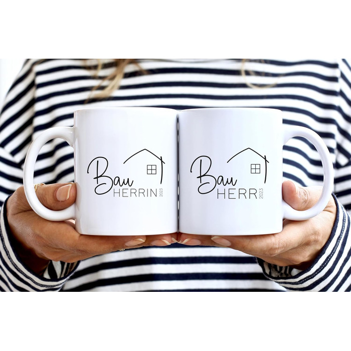 Набір керамічних кухлів з персоналізацією для будівництва будинку з роком будівельник домовласник 3 кухоль - справжня прикраса на будівельному майданчику подарунок для церемонії завершення будівництва біла ручка внутрішня частина