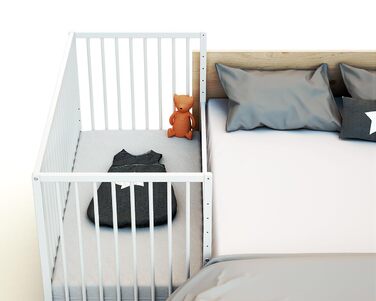 Дерев&39яне дитяче ліжко для сну 60x120 см Біле LIO Дитяче ліжко для сну Від народження Регульована висота Один розмір, рейкова основа, біла, 23 WEBABY -